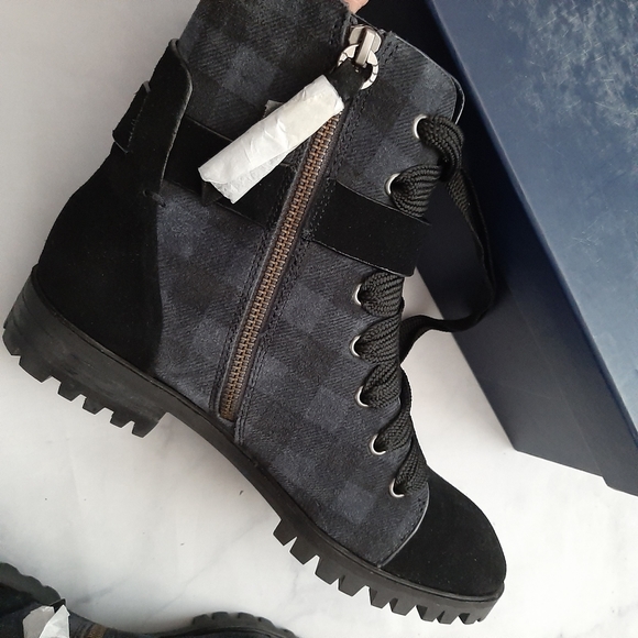 Splendid Celine Plaid Black Grey Combat Boots - Picture 4 of 6